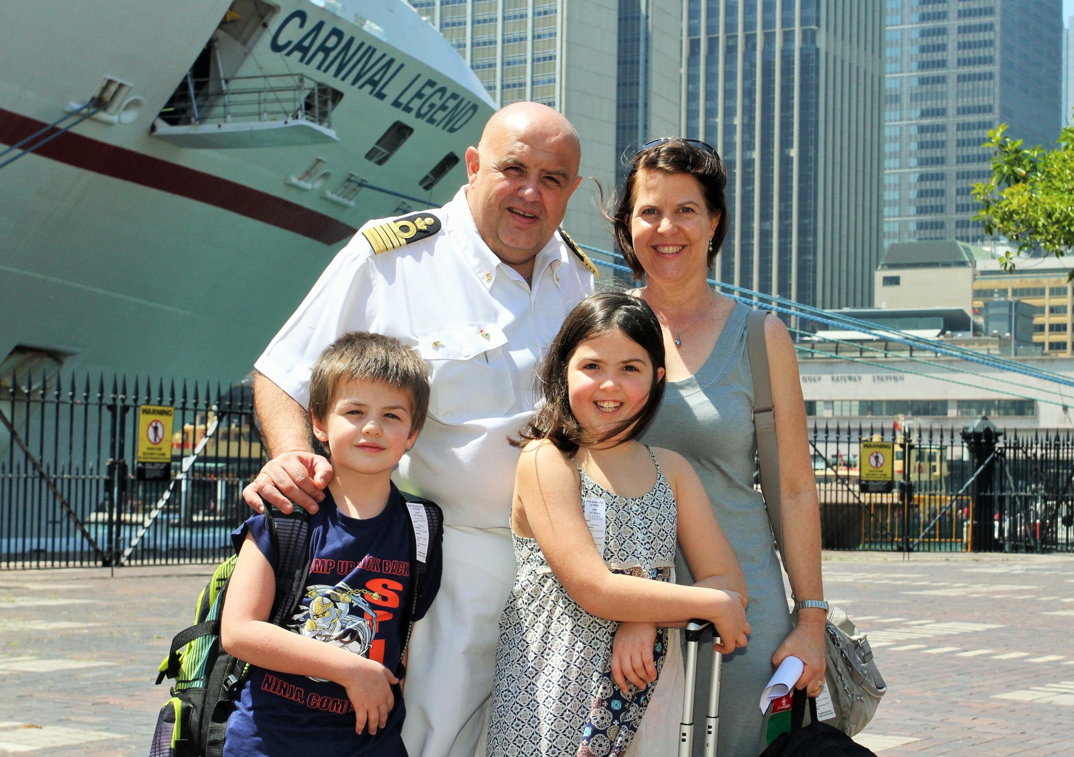 Carnival Legend Captain Guiseppe Gazzano with wife Anne Louise and children Giacomo and Alessia 9
