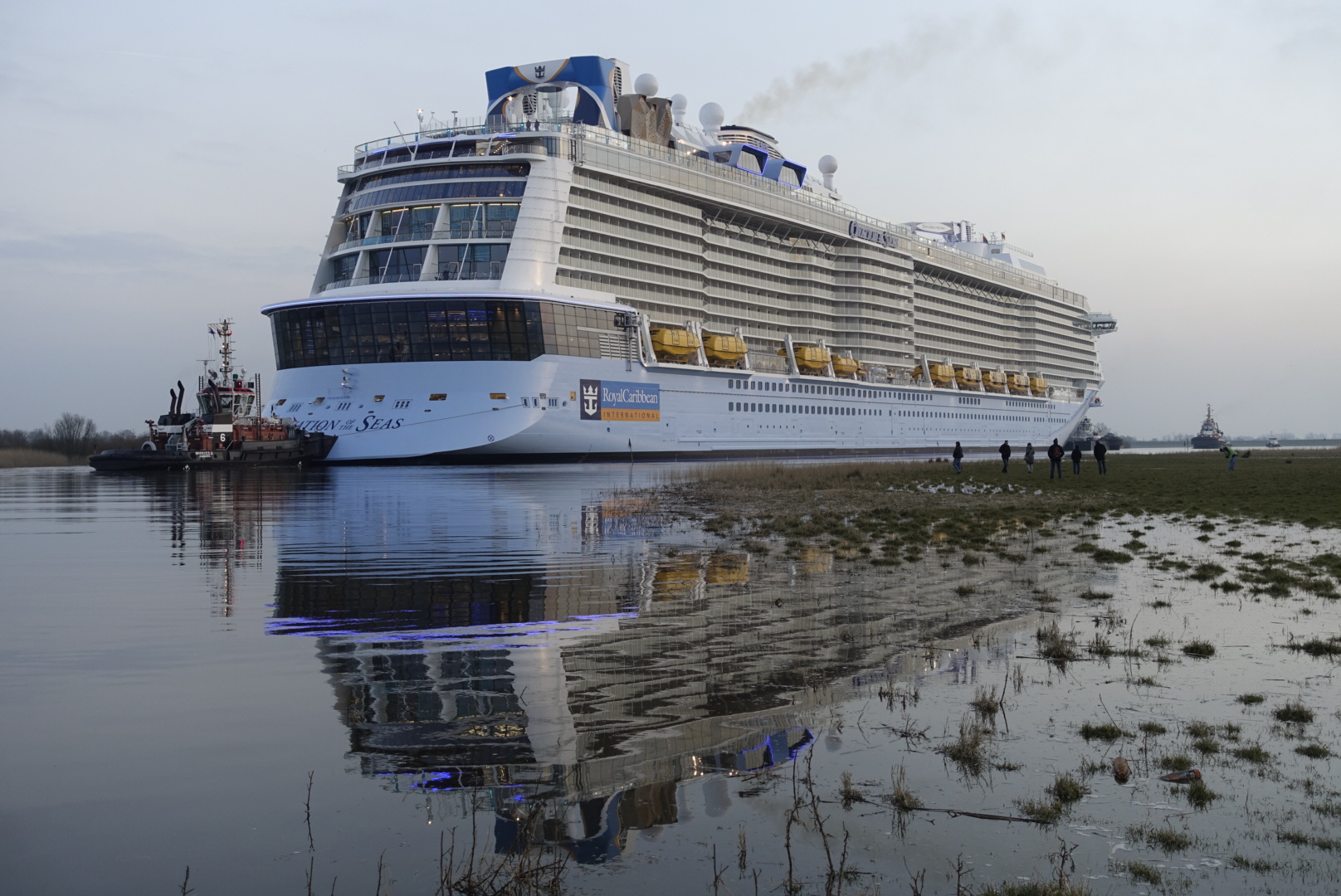 Ovation of the Seas begins its 26 mile conveyance down the River Ems out to the North Sea 2